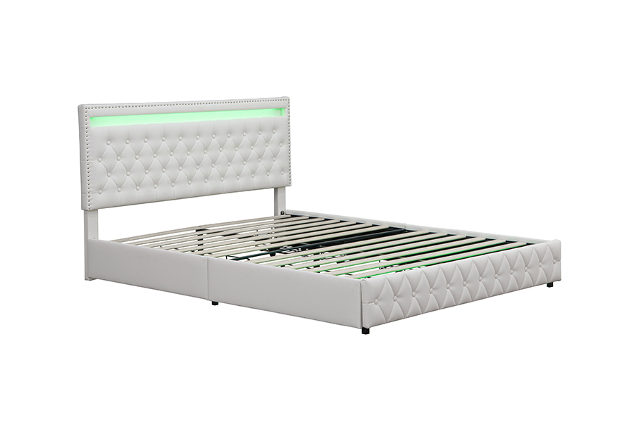 4471-1-3D Ngăn kéo Lưu trữ Khung giường chiếu sáng xung quanh thông minh