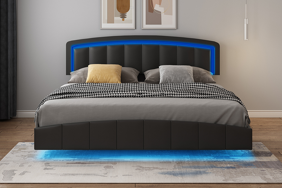 Khung giường nổi bọc nệm LED 4468-1