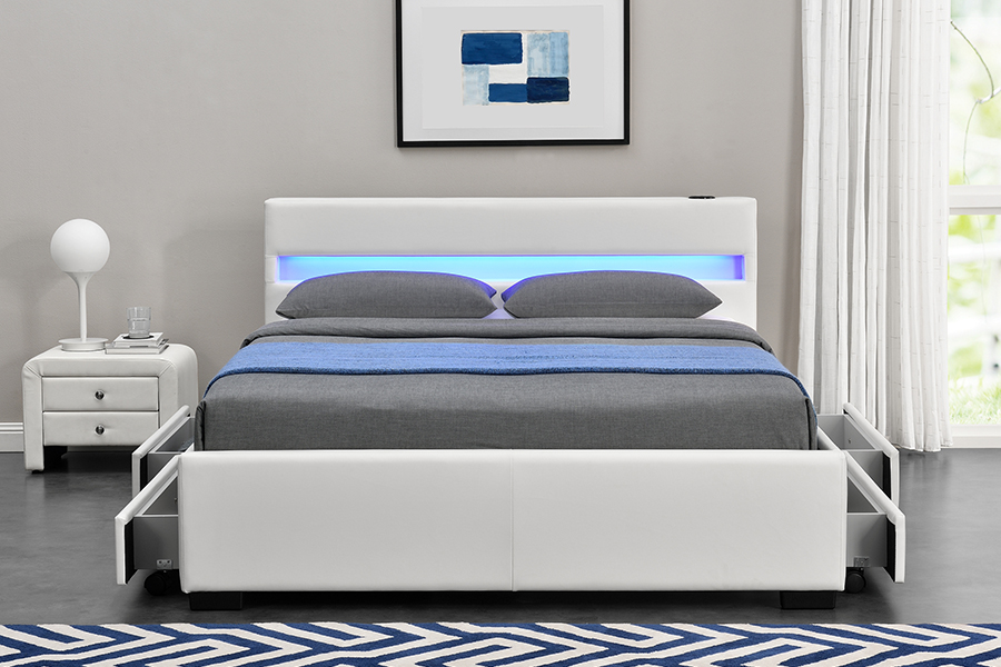 1894-1DS Loa Bluetooth Khung giường lưu trữ nghe nhìn bọc nệm