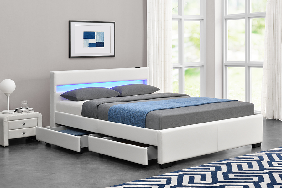 1894-1DS Loa Bluetooth Khung giường lưu trữ nghe nhìn bọc nệm