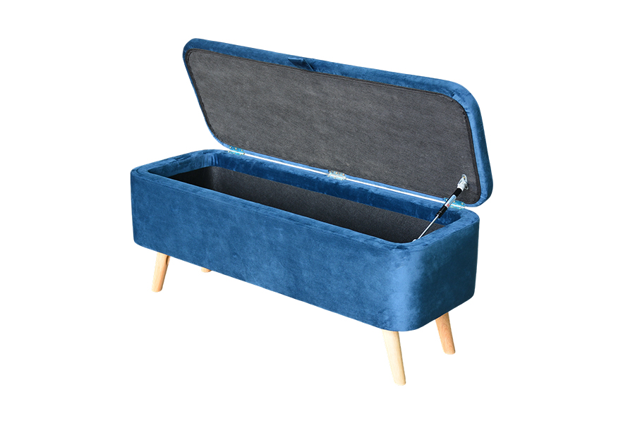 WSS956 Hộp lưu trữ nhung màu xanh bọc nhung màu xanh Ottoman