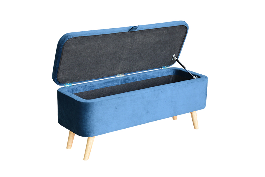 WSS956 Hộp lưu trữ nhung màu xanh bọc nhung màu xanh Ottoman