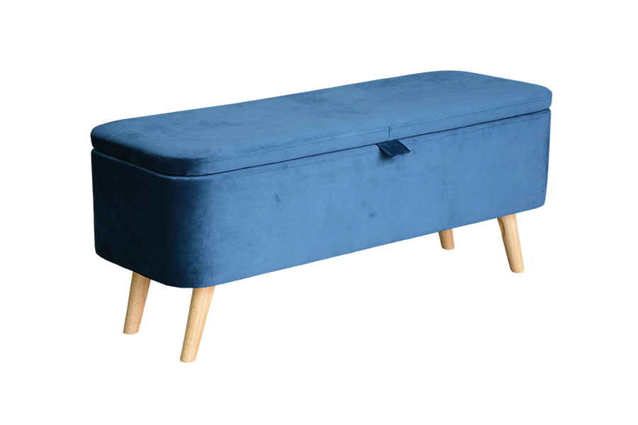 WSS956 Hộp lưu trữ nhung màu xanh bọc nhung màu xanh Ottoman