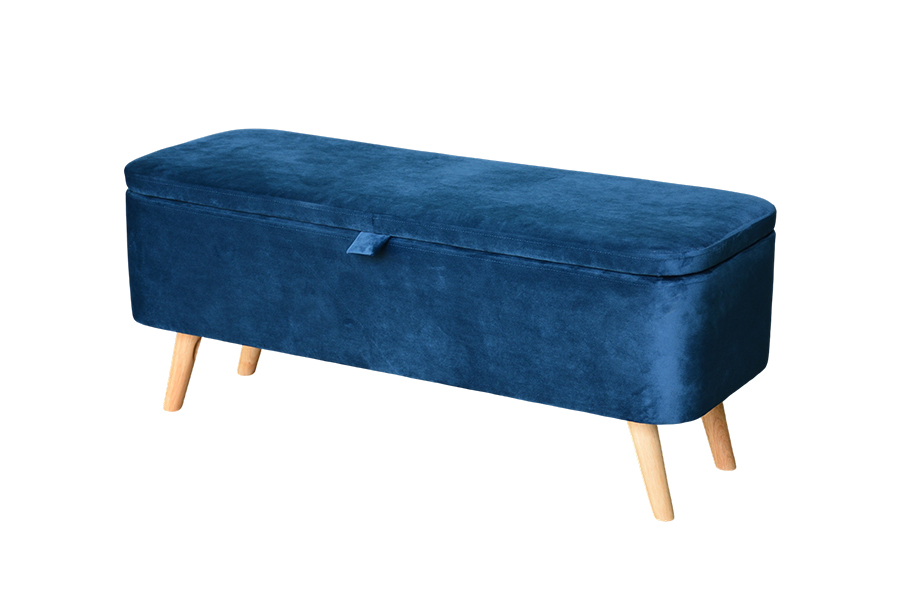 WSS956 Hộp lưu trữ nhung màu xanh bọc nhung màu xanh Ottoman