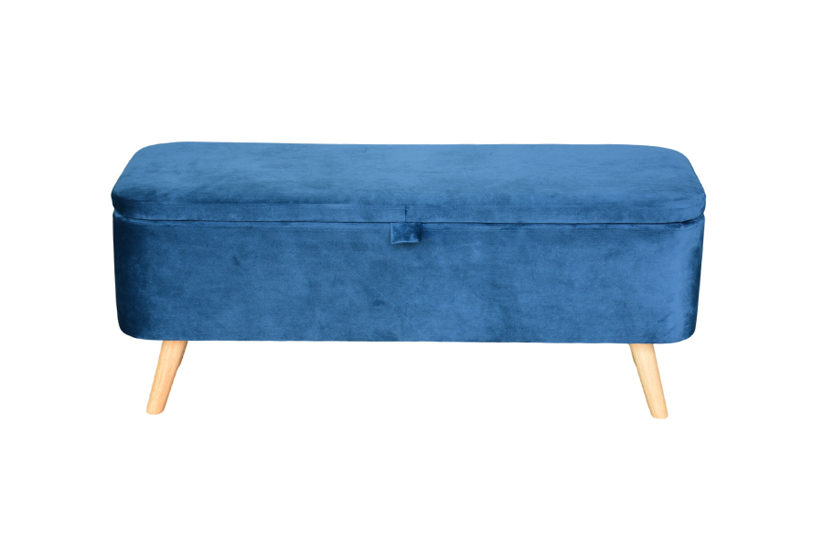 WSS956 Hộp lưu trữ nhung màu xanh bọc nhung màu xanh Ottoman