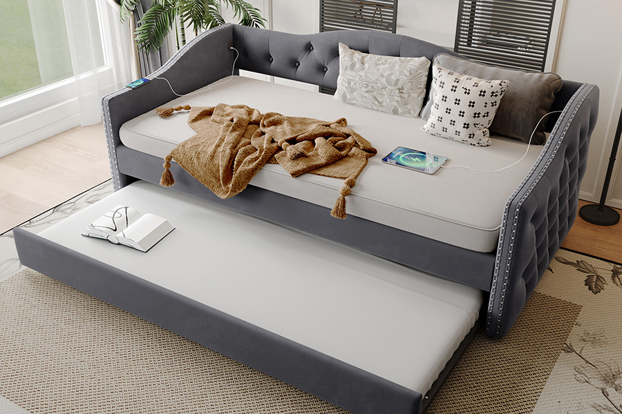 N17 Giường kéo đa năng Chức năng cất giữ Sofa giường có bánh lăn