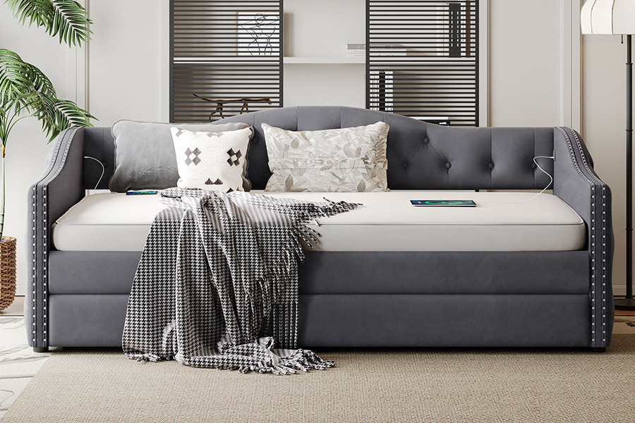 N17 Giường kéo đa năng Chức năng cất giữ Sofa giường có bánh lăn