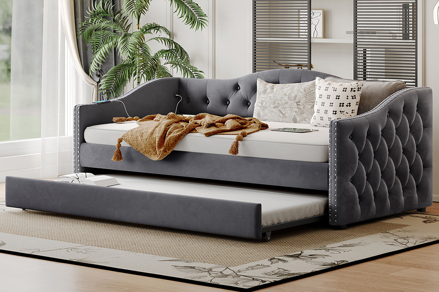 N17 Giường kéo đa năng Chức năng cất giữ Sofa giường có bánh lăn