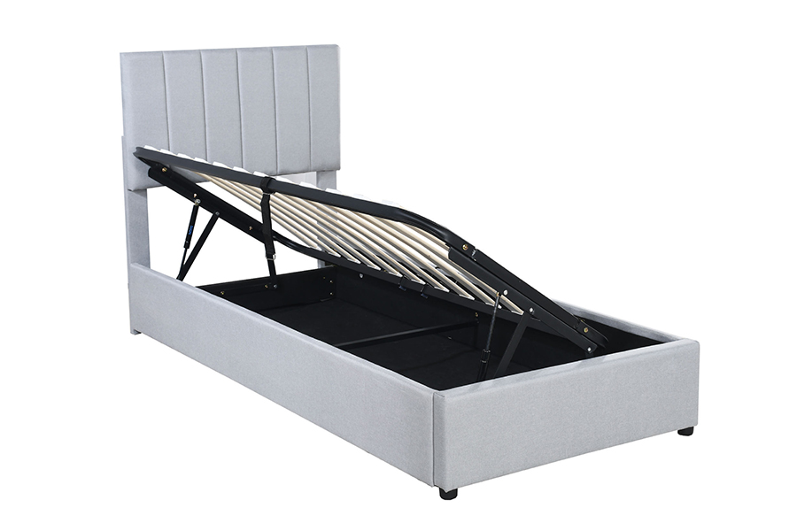 N16 Vải màu xám hiện đại Chức năng lưu trữ có thể nâng lên Khung giường lưu trữ bọc nệm