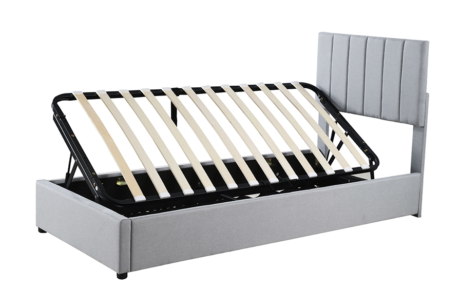 N16 Vải màu xám hiện đại Chức năng lưu trữ có thể nâng lên Khung giường lưu trữ bọc nệm