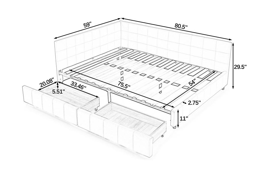 N14 Khung giường bọc nhung hình chữ L có thể điều chỉnh cao