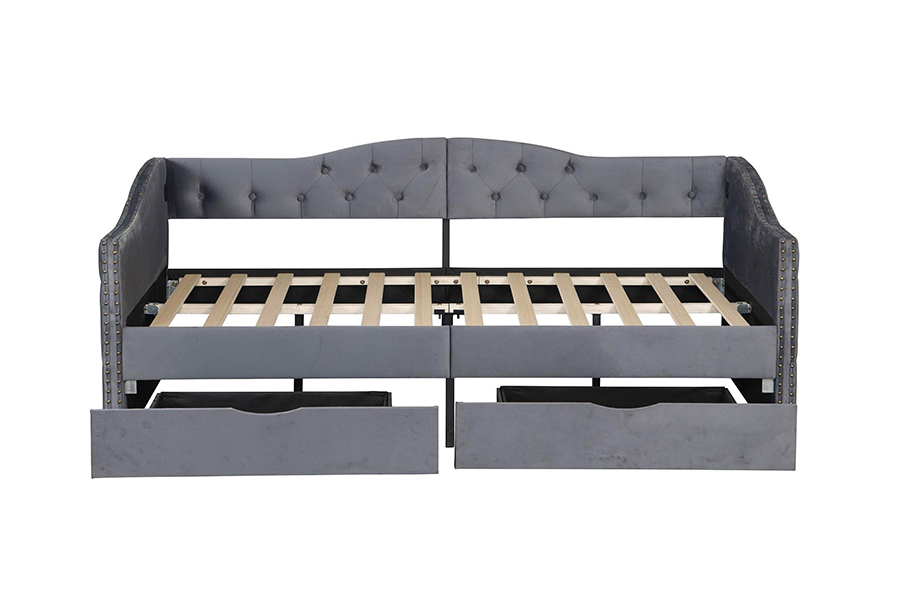 N13 Giường sofa nhung xám hiện đại Châu Âu Lưu trữ