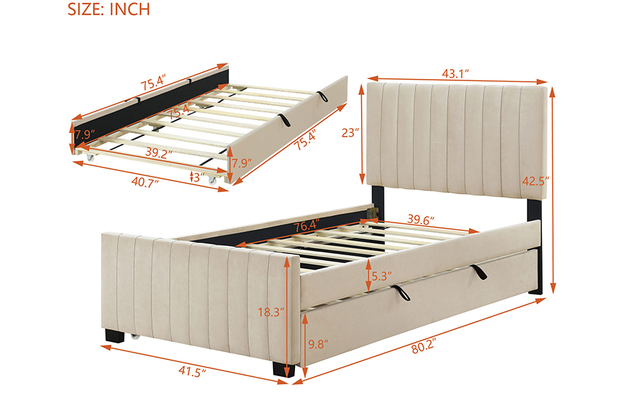 Khung giường bọc nệm có bánh lăn thân thiện với môi trường N9 bền bỉ