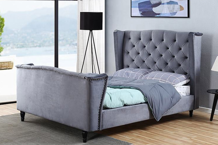 Giường bọc nệm vải nhung 1399