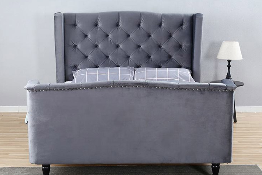 Giường bọc nệm vải nhung 1399