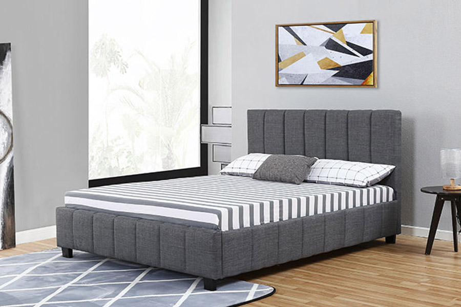 1333 Giường bọc vải sang trọng màu xám hiện đại