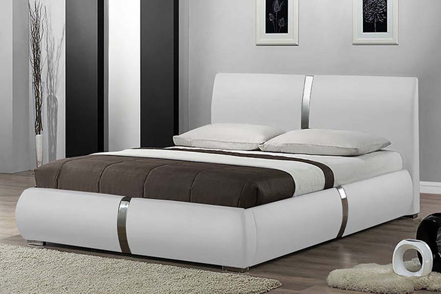 Giường bọc da mềm khung gỗ nguyên khối 1859