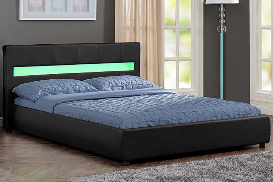 Khung giường bọc nệm LED mềm PU 1813 màu trắng