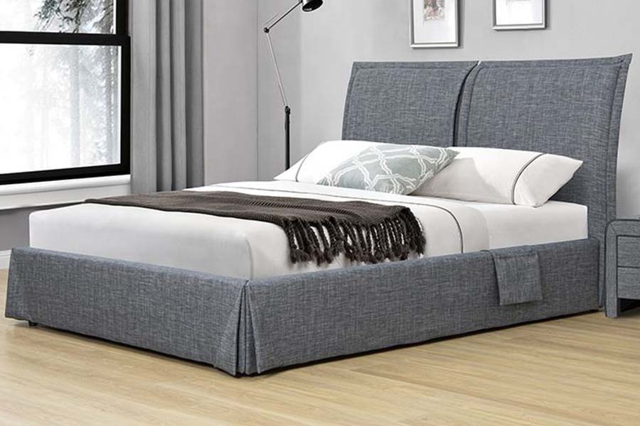 1530 Giường bọc vải lanh Khung giường lưu trữ bọc nệm