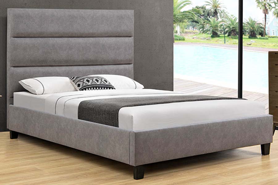 1618 Giường đơn bằng vải lanh bằng gỗ bọc nhung