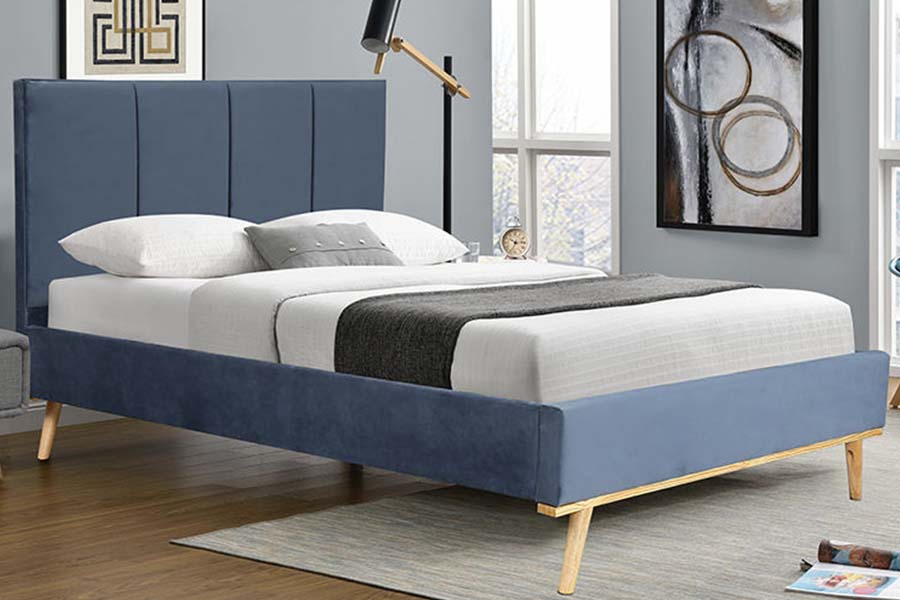 Giường đôi vải 1495 Khung giường bền Giường bọc nệm