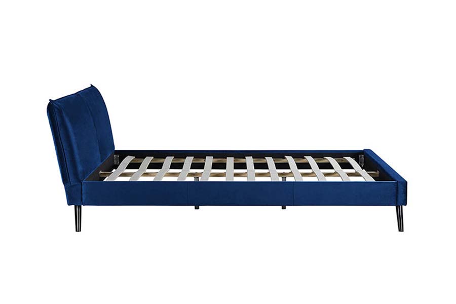 1494 Giường Queen chân gỗ màu xanh Đầu giường mềm bọc nệm