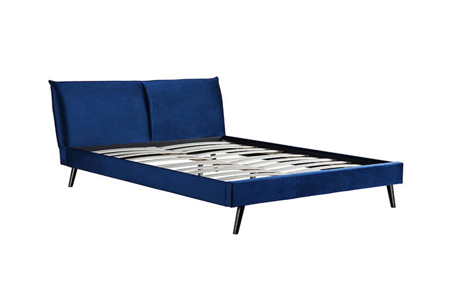 1494 Giường Queen chân gỗ màu xanh Đầu giường mềm bọc nệm