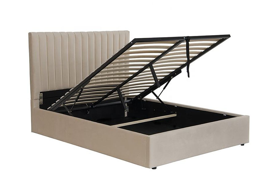 4088 Khung giường lưu trữ Ottoman nhung sang trọng nhẹ