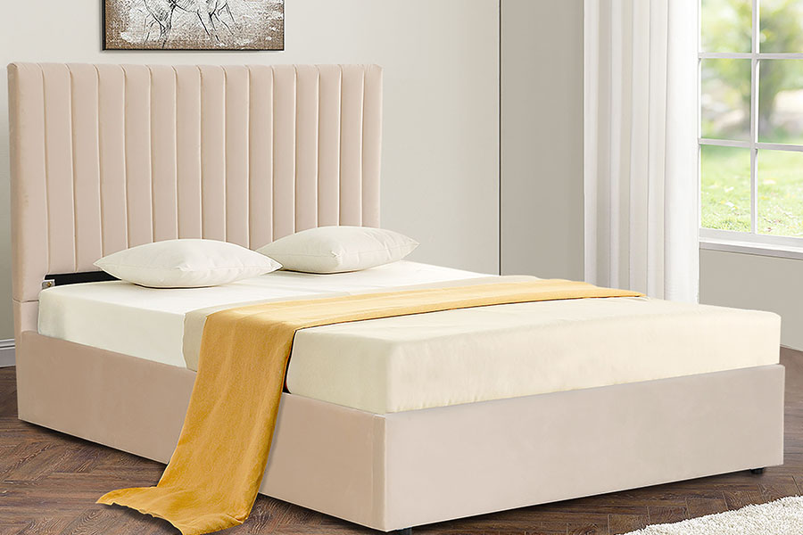 4088 Khung giường lưu trữ Ottoman nhung sang trọng nhẹ
