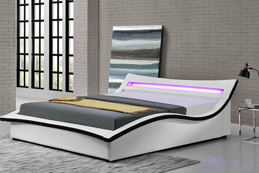 1877 Khung giường bọc da PU cao cấp LED