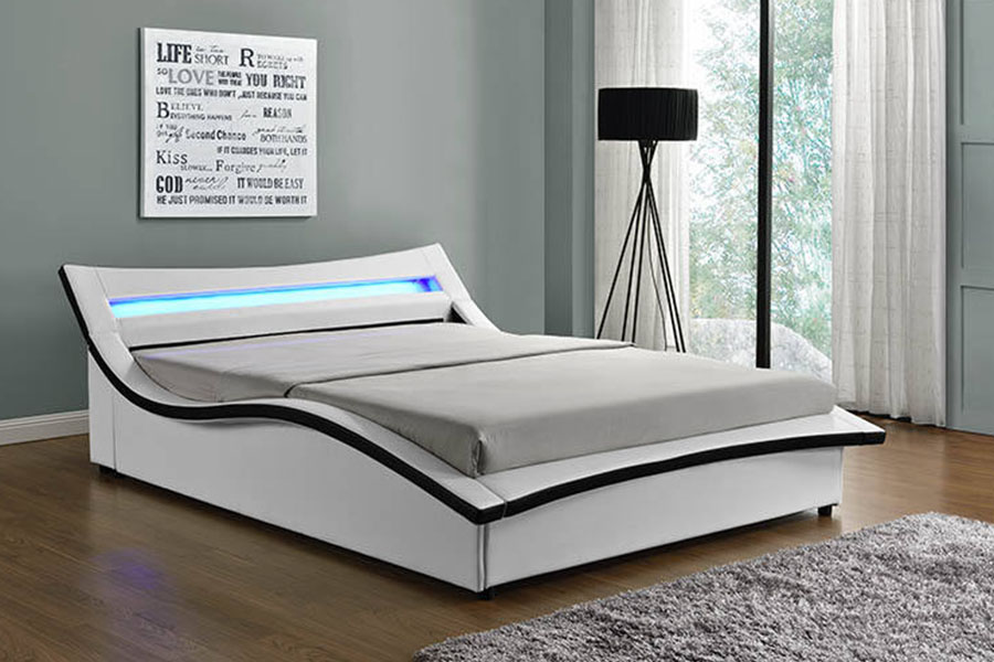 1877 Khung giường bọc da PU cao cấp LED