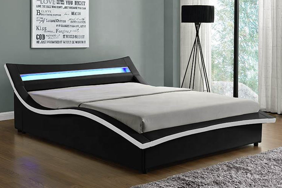 1877 Khung giường bọc da PU cao cấp LED
