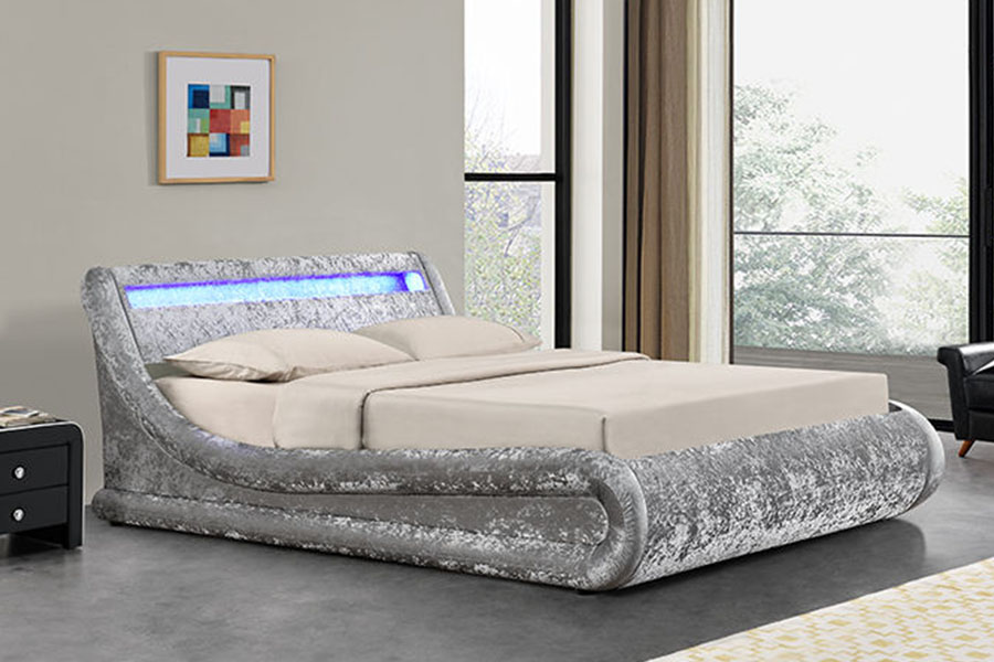 1138-1G Giường nâng khí bằng đèn LED dạng sóng Ottoman PU
