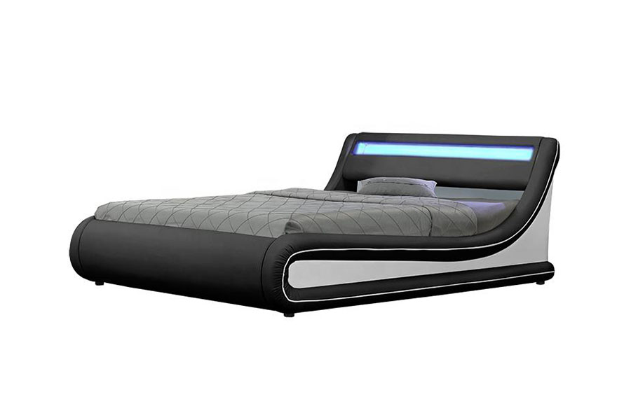 1138-1G Giường nâng khí bằng đèn LED dạng sóng Ottoman PU