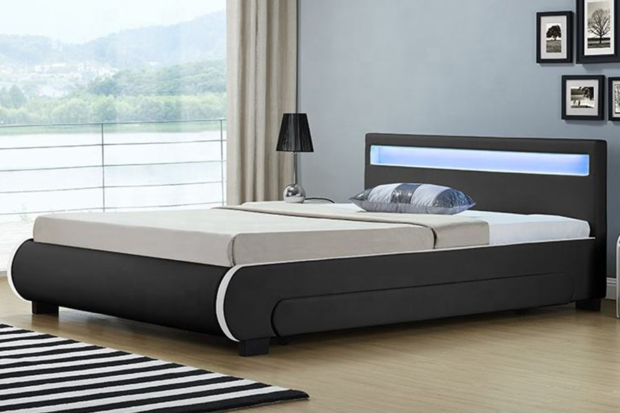 Giường bọc da PU có ngăn kéo đựng đồ bằng đèn LED 1135-1D