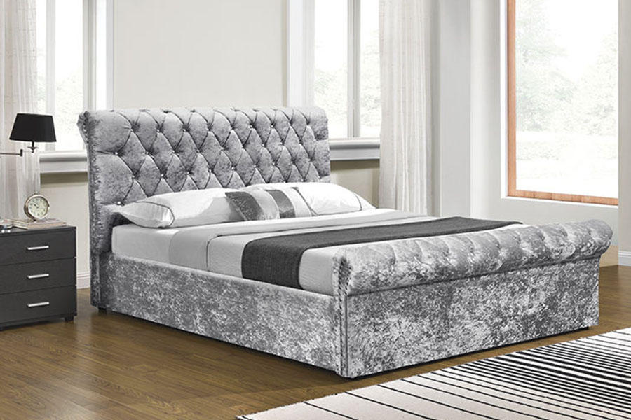 1153G Giường lưu trữ Ottoman pha lê nhung nghiền Chesterfield