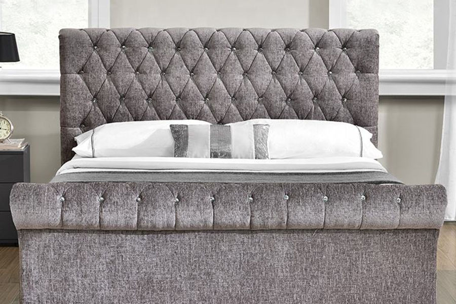 1153G Giường lưu trữ Ottoman pha lê nhung nghiền Chesterfield