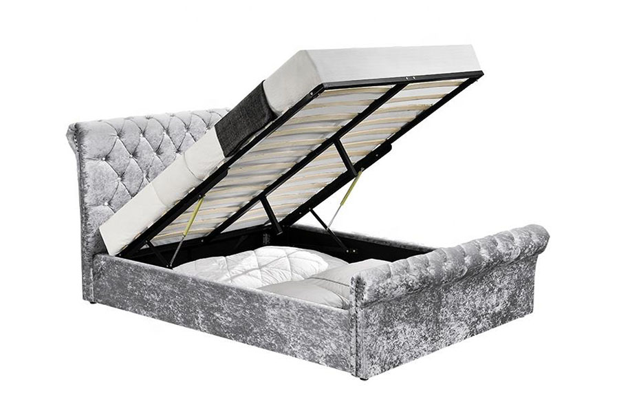 1153G Giường lưu trữ Ottoman pha lê nhung nghiền Chesterfield