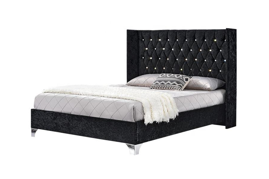 Giường lưu trữ nâng khí nhung cánh bên có nút 1152G