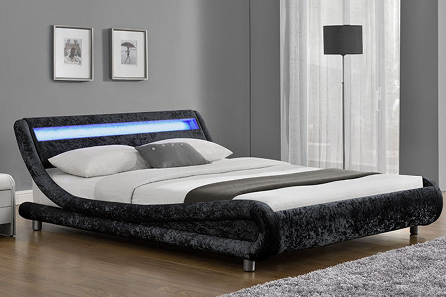 Khung giường bọc da tổng hợp 1140-1 LED hai tông màu