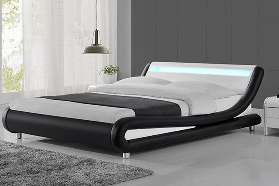 Khung giường bọc da tổng hợp 1140-1 LED hai tông màu