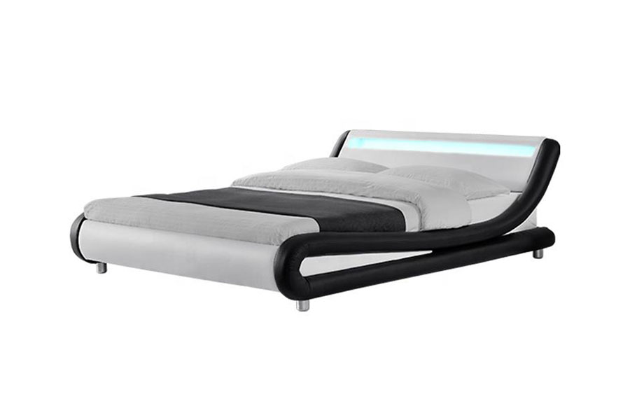 Khung giường bọc da tổng hợp 1140-1 LED hai tông màu