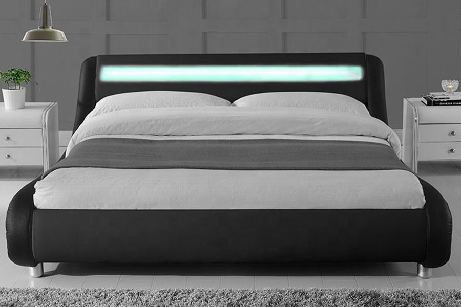 Khung giường bọc da tổng hợp 1140-1 LED hai tông màu