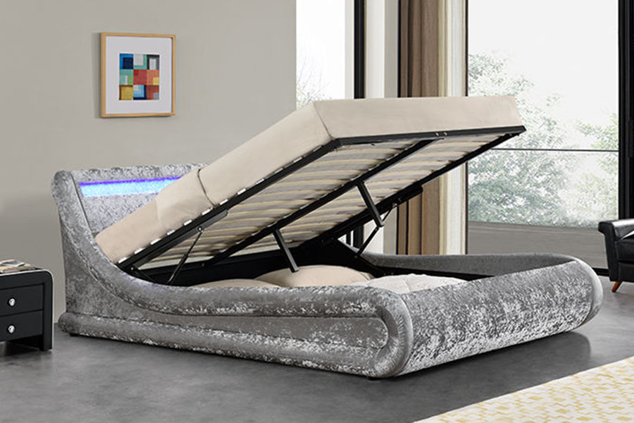 Khung giường bọc da PU 1138G Ottoman King LED