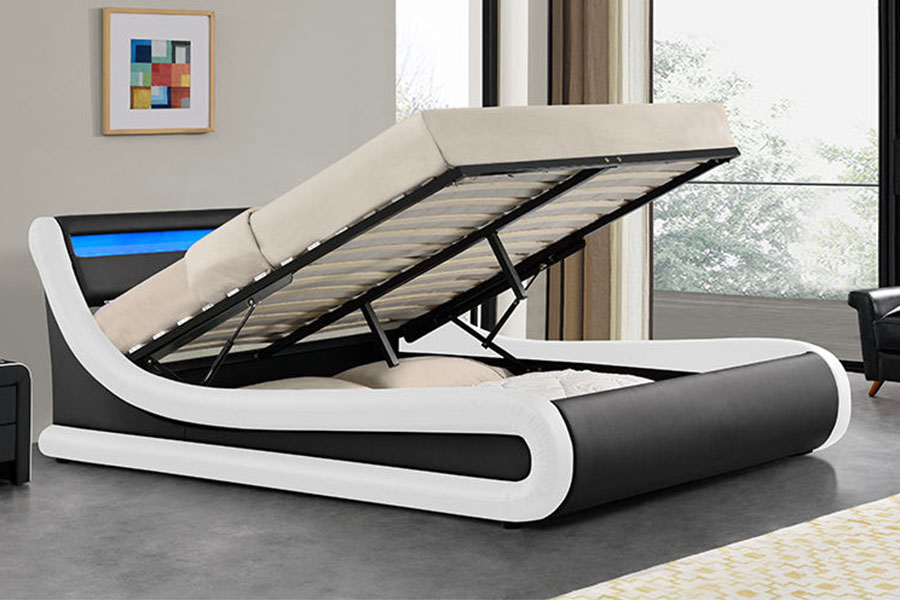 Khung giường bọc da PU 1138G Ottoman King LED