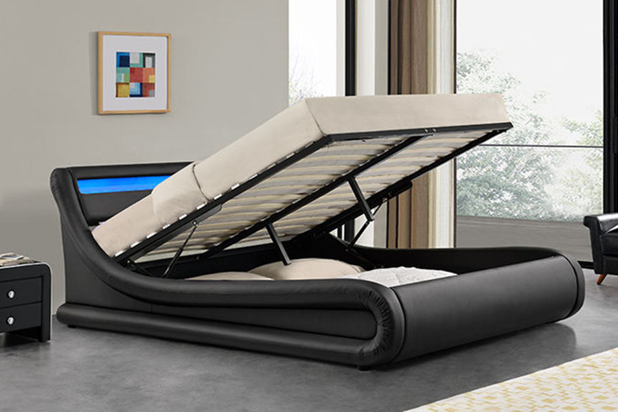 Khung giường bọc da PU 1138G Ottoman King LED