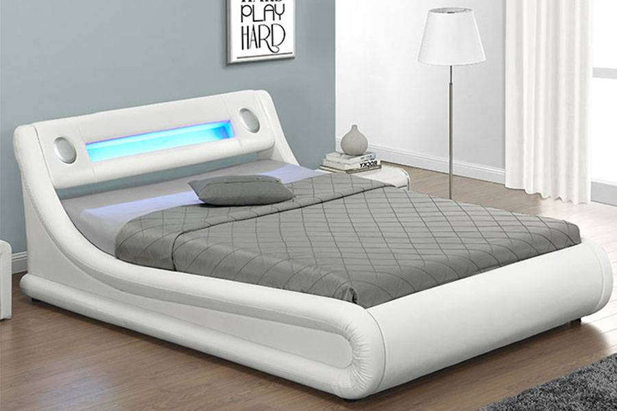 Khung giường bọc da PU 1138G Ottoman King LED