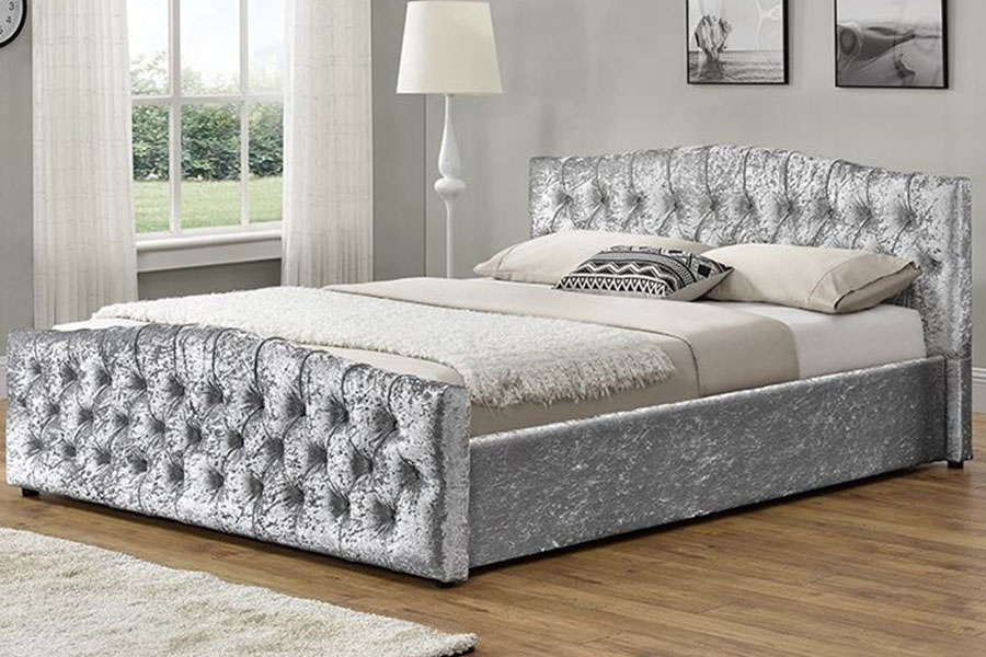 1173G Vải lanh Nâng ga Giường lưu trữ bảng điều khiển mềm Ottoman