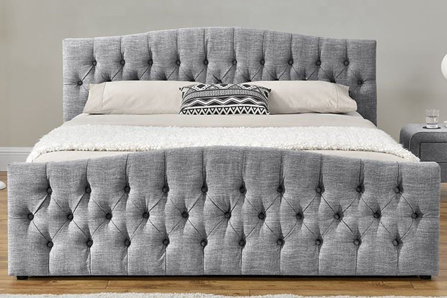 1173G Vải lanh Nâng ga Giường lưu trữ bảng điều khiển mềm Ottoman