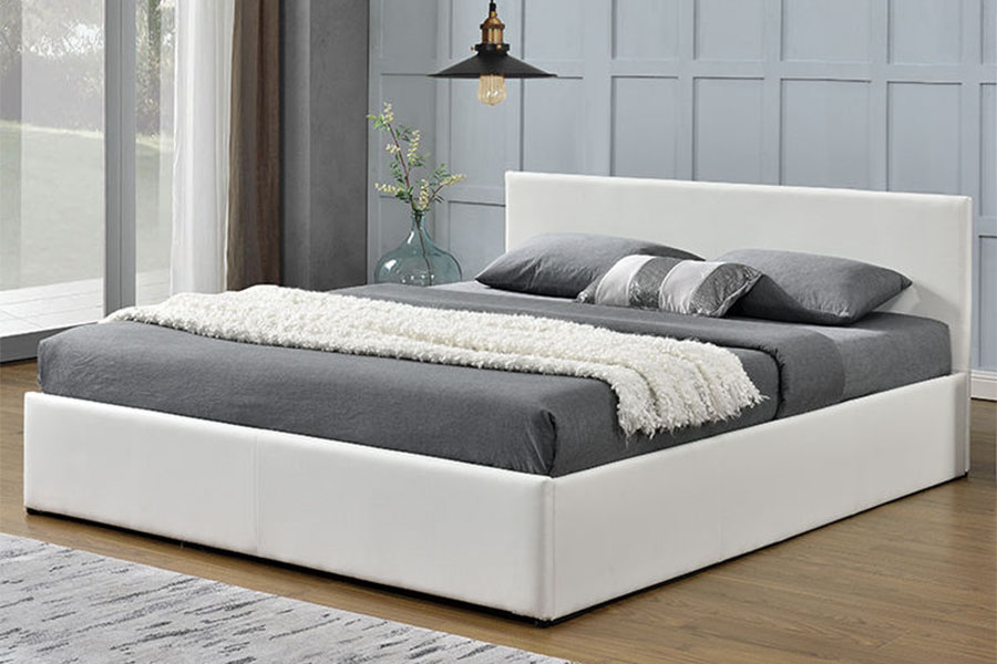 1166G Khung giường lưu trữ nhung PU nâng khí King Ottoman